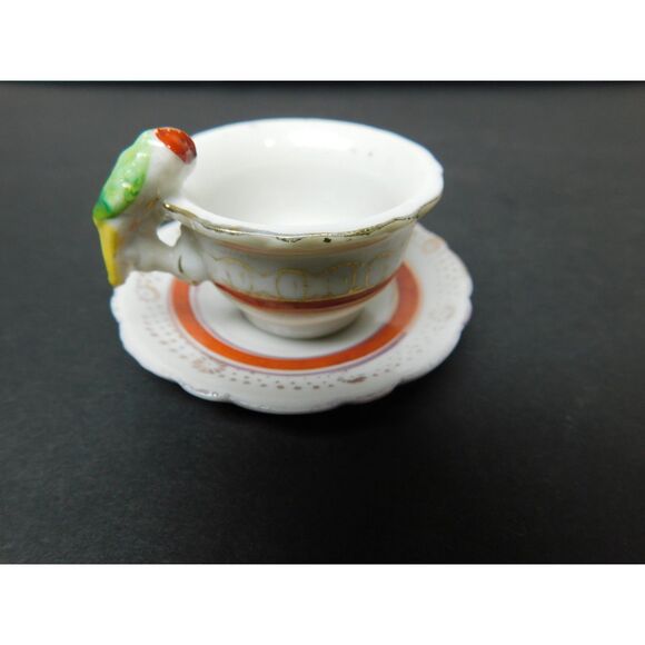 Vintage Miniature Parrot Handle Cup Saucer Japan Made Porcelain Mini - Picture 8 of 8